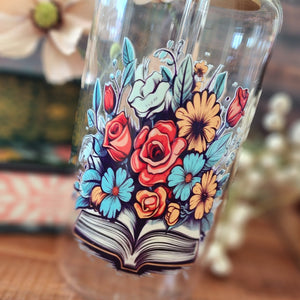 16oz Floral Book 11 Libby Glass Tumbler