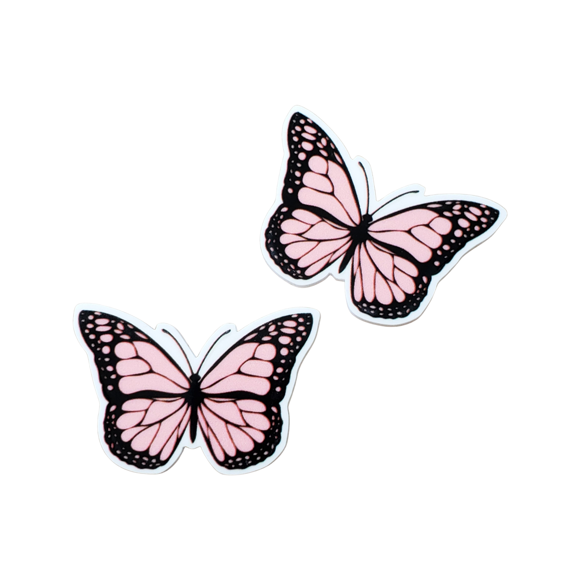 2pc Pale Pink Butterfly Planar Resin