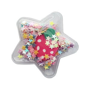 Transparent Strawberry Filled Sequins Star Applique