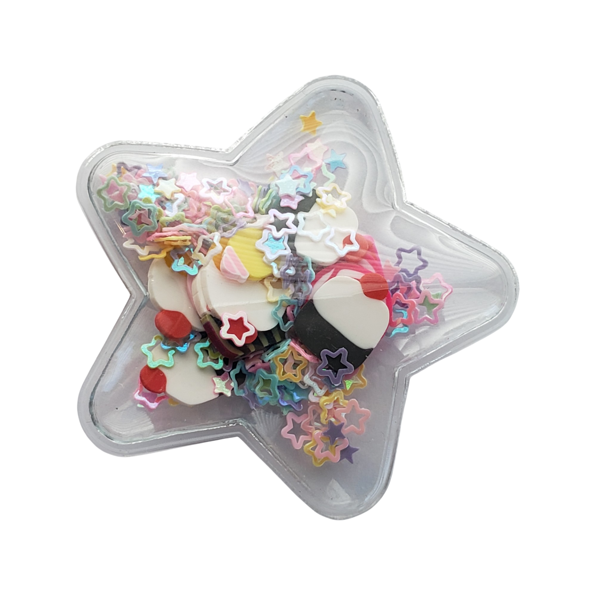 Transparent Snack Mix Filled Sequins Star Applique