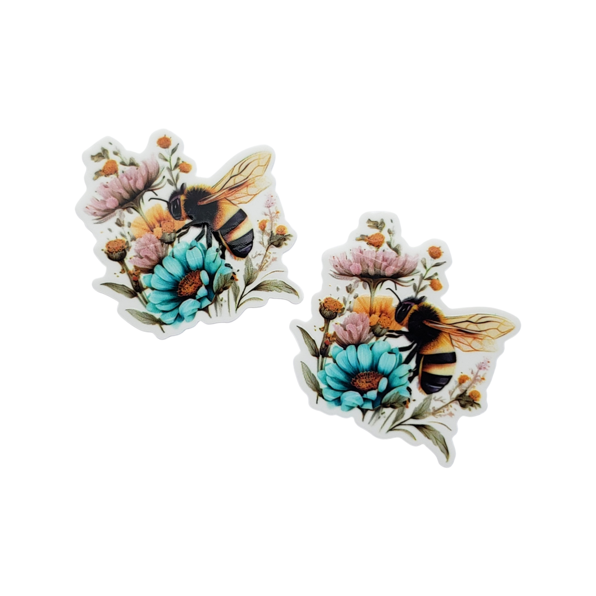 2pc Floral Bumble Bee Planar Resin