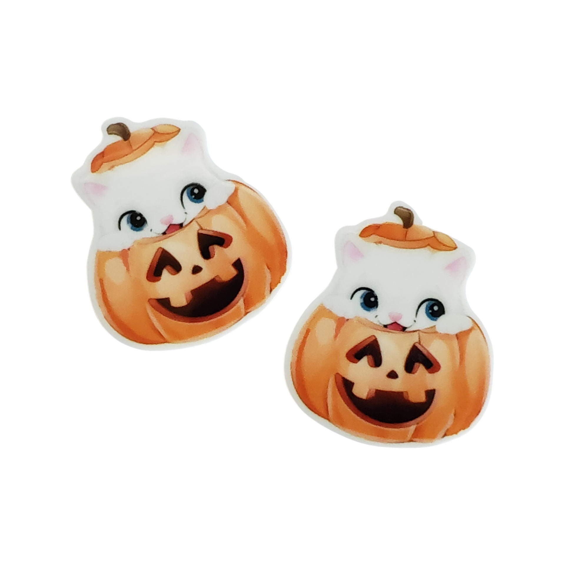 2pc Pumpkin Kitty Planar Resin