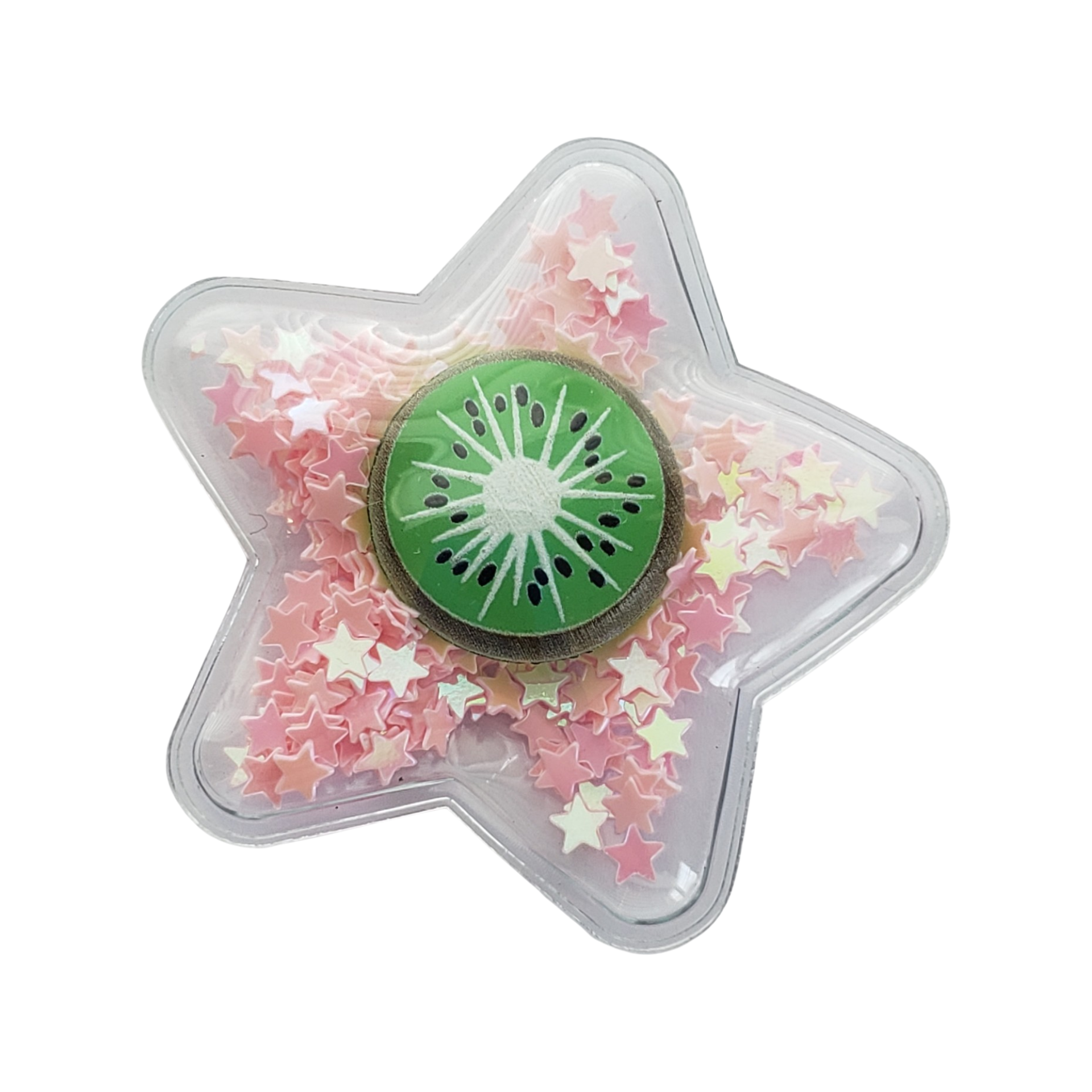 Transparent Kiwi Filled Sequins Star Applique