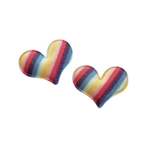 2pc Rainbow Heart Padded Hair Applique