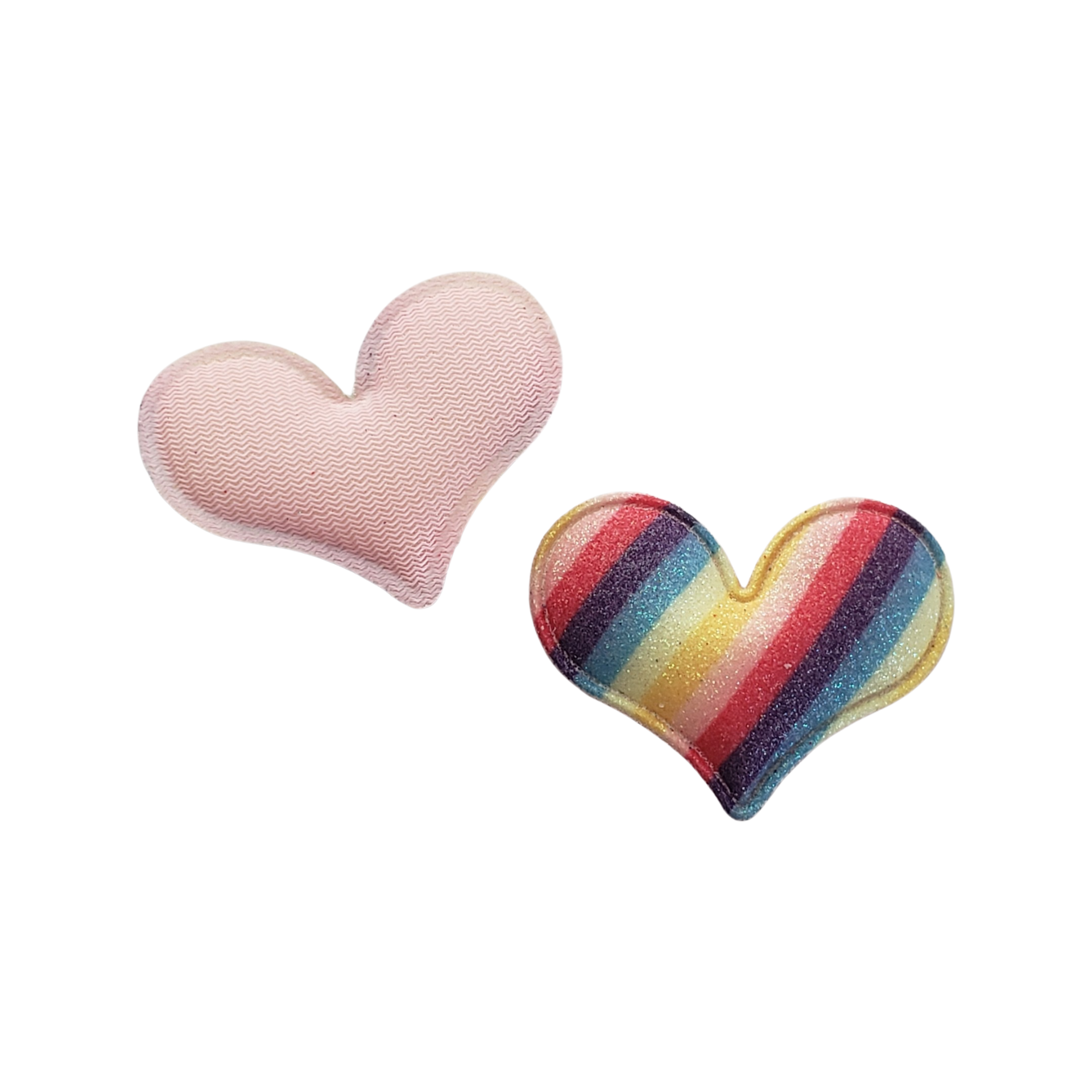 2pc Rainbow Heart Padded Hair Applique