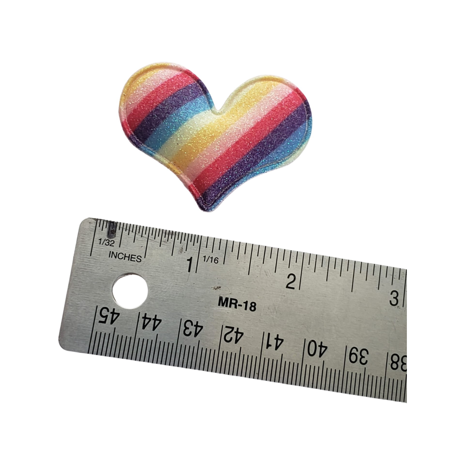 2pc Rainbow Heart Padded Hair Applique