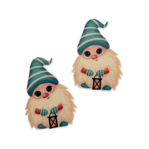 2pc Blue Christmas Gnome Planar Resin