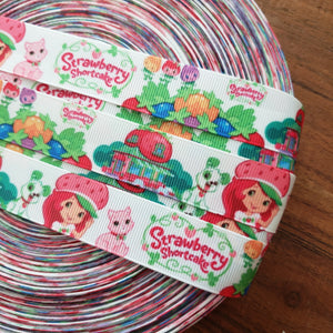 7/8" Strawberry Printed Grosgrain Ribbon