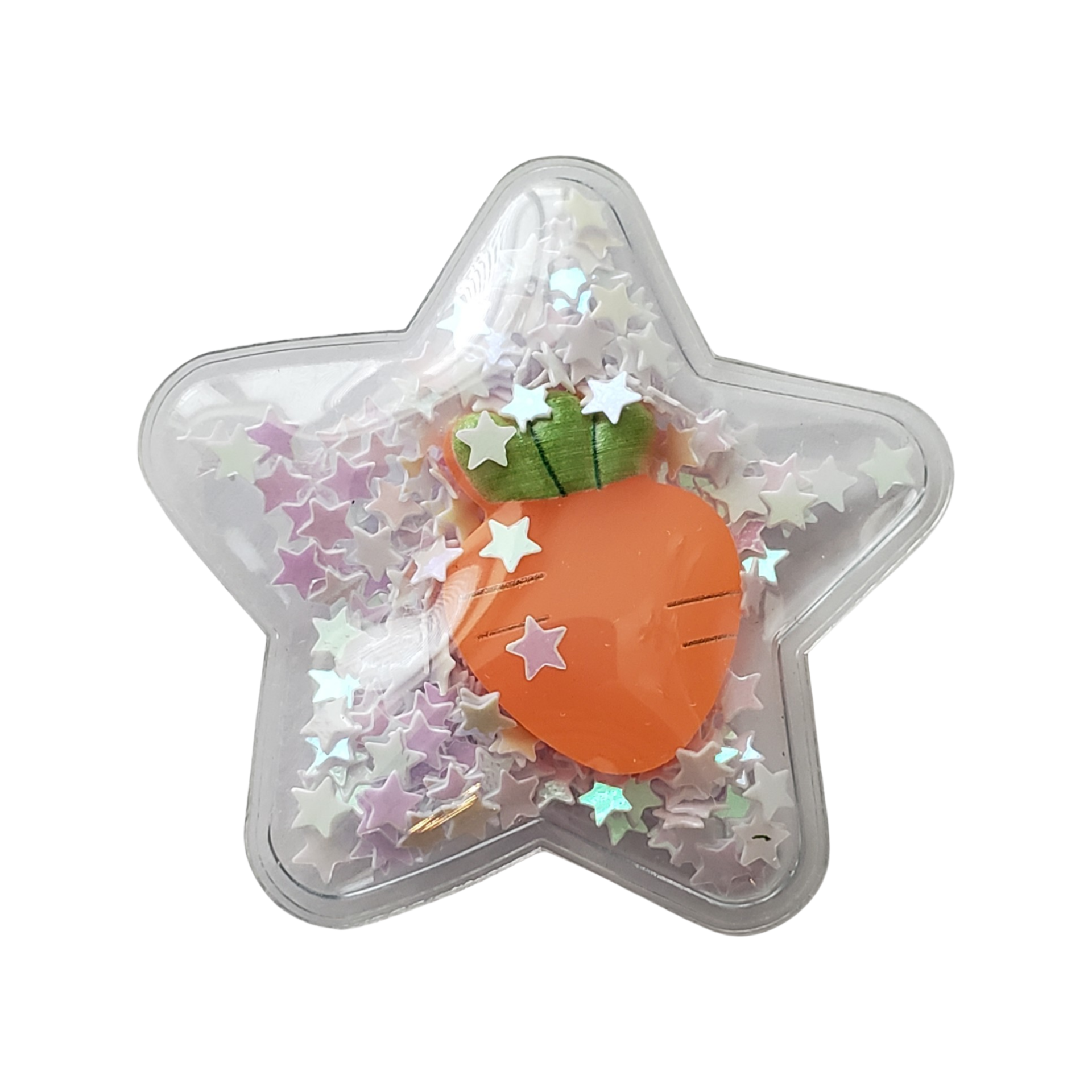 Transparent Carrot Filled Sequins Star Applique