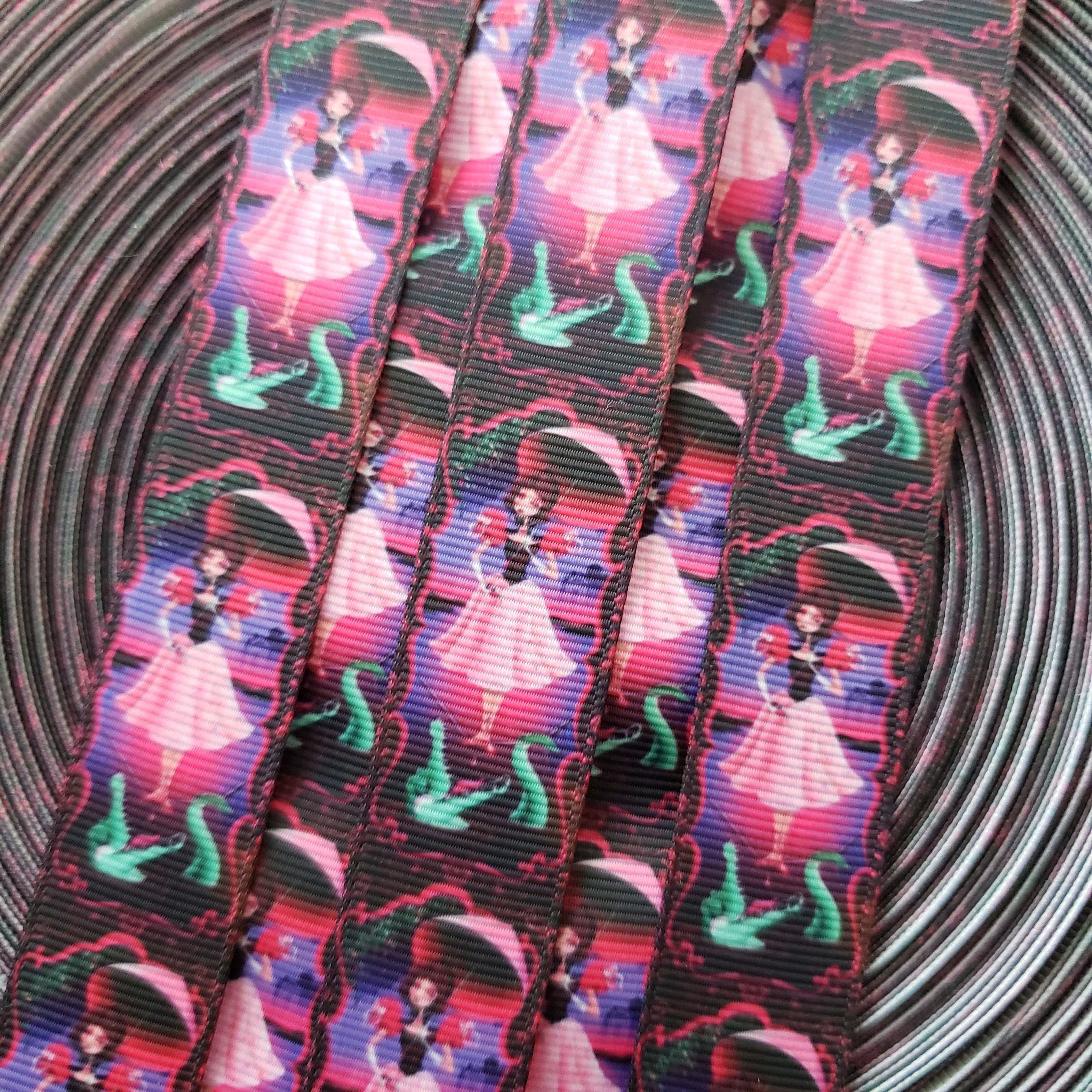 7/8" Haunted Mansion Ballerina Printed Grosgrain Ribbon