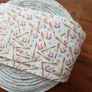 1.5" Baseball Printed Grosgrain Ribbon