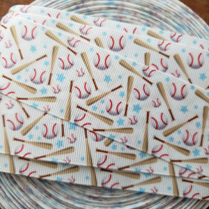 1.5" Baseball Printed Grosgrain Ribbon