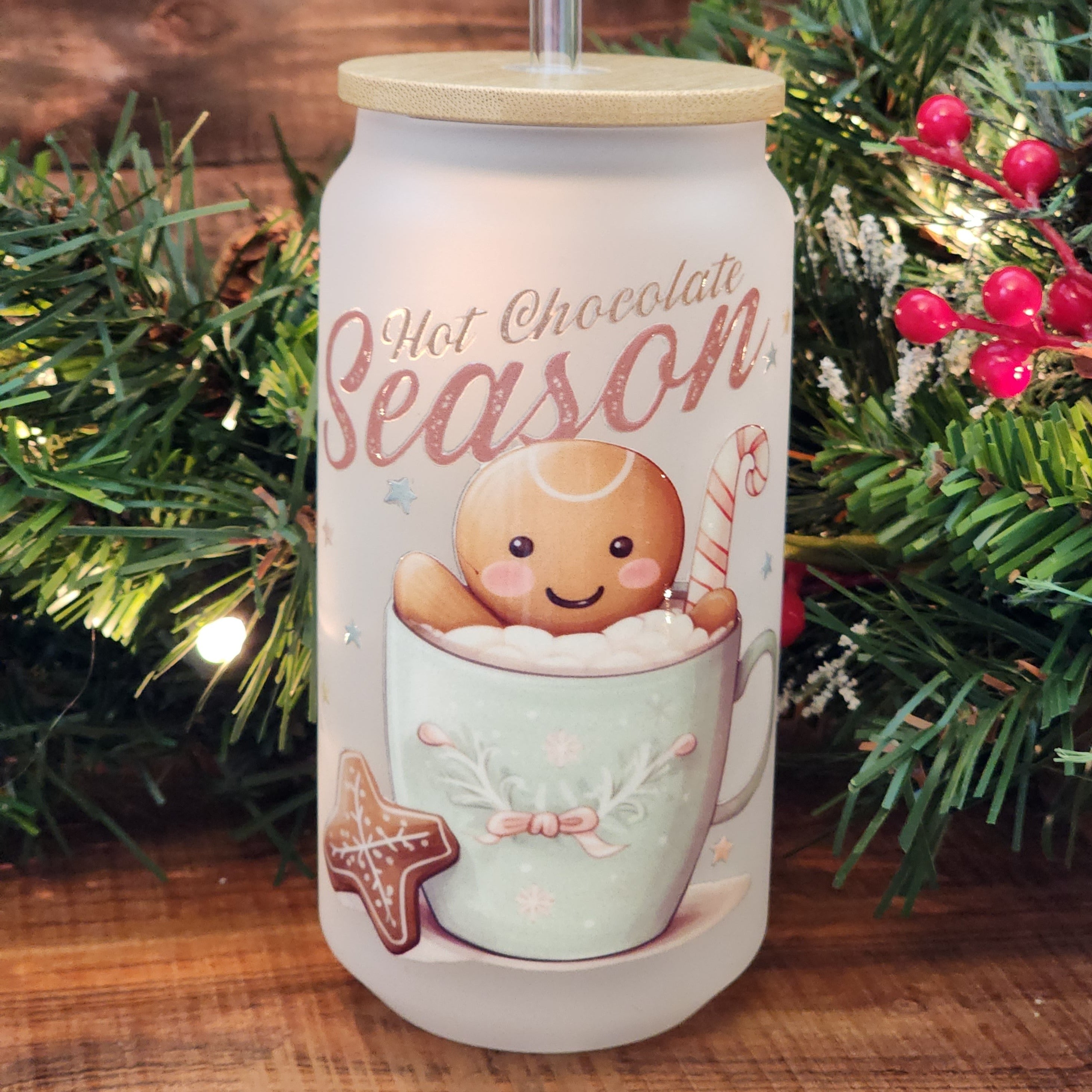 18oz Hot Chocolate Season Glass Can Cup