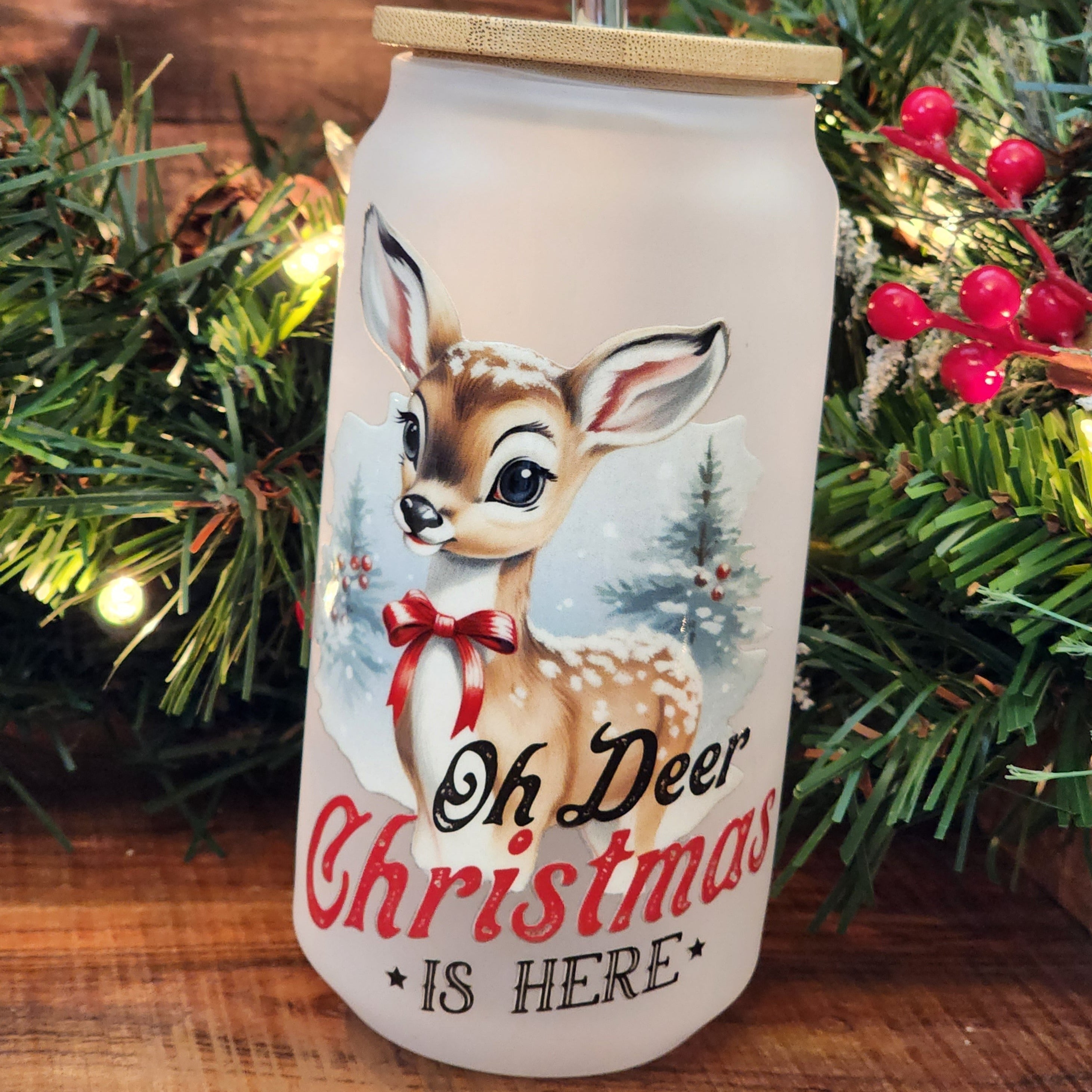 18oz Oh Deer Glass Can Cup