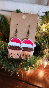 Santa Cupcake Drop Earrings