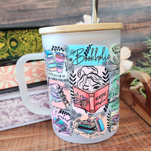 16oz Bookholic Frosted Coffee Can with Handle