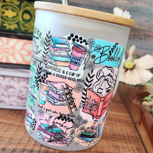 16oz Bookholic Frosted Coffee Can with Handle