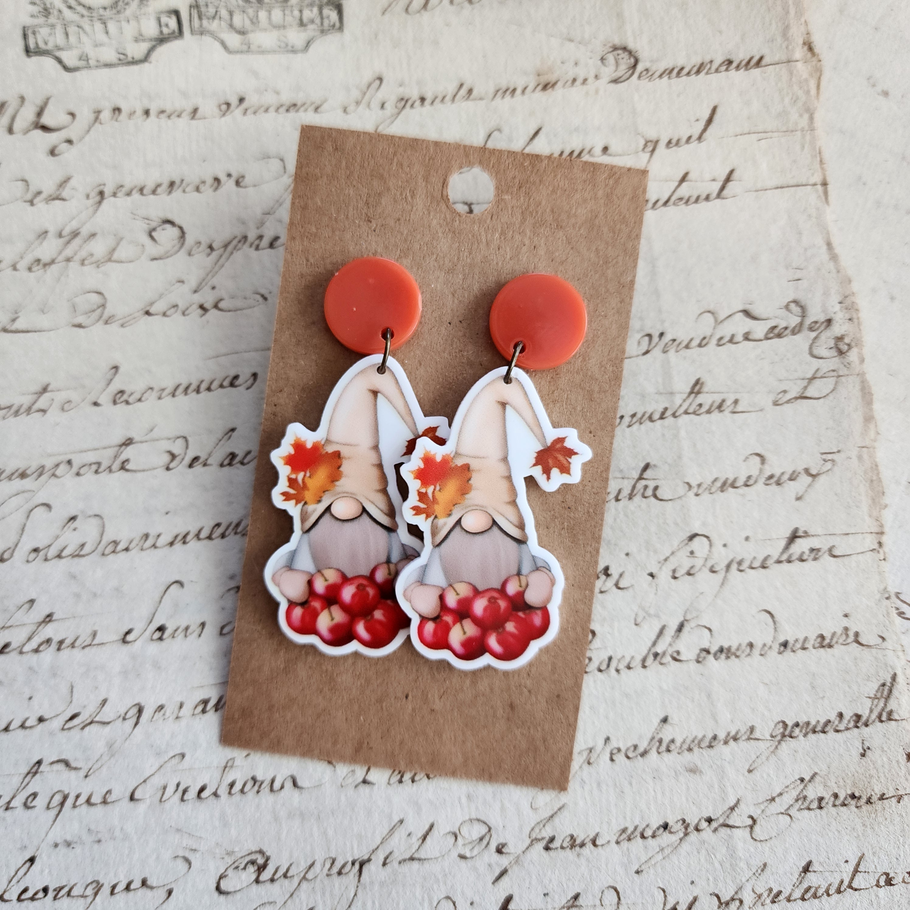 Apple Gnome Drop Earrings