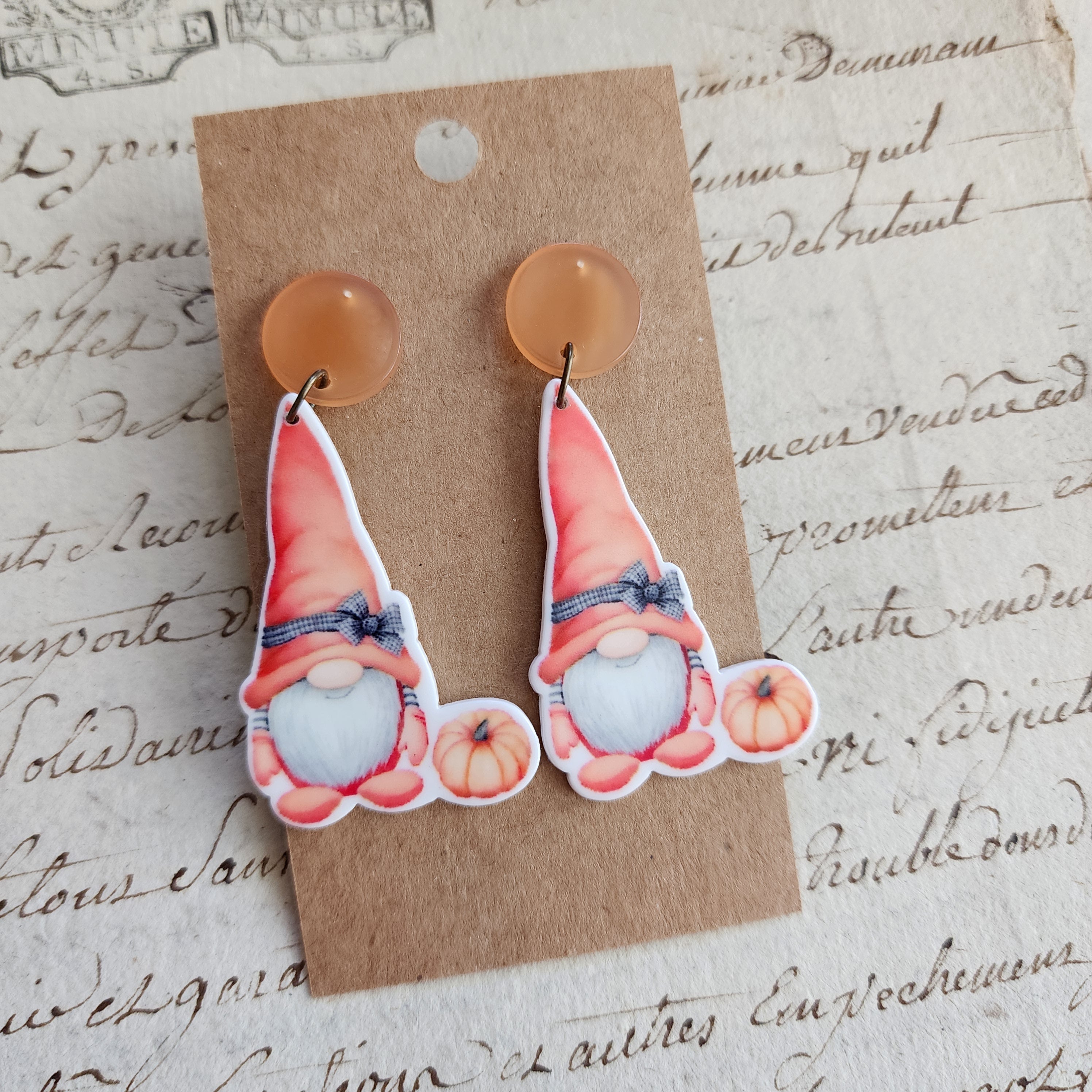 Pumpkin Gnome Drop Earrings