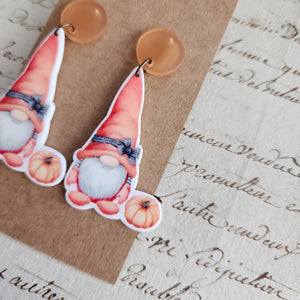 Pumpkin Gnome Drop Earrings