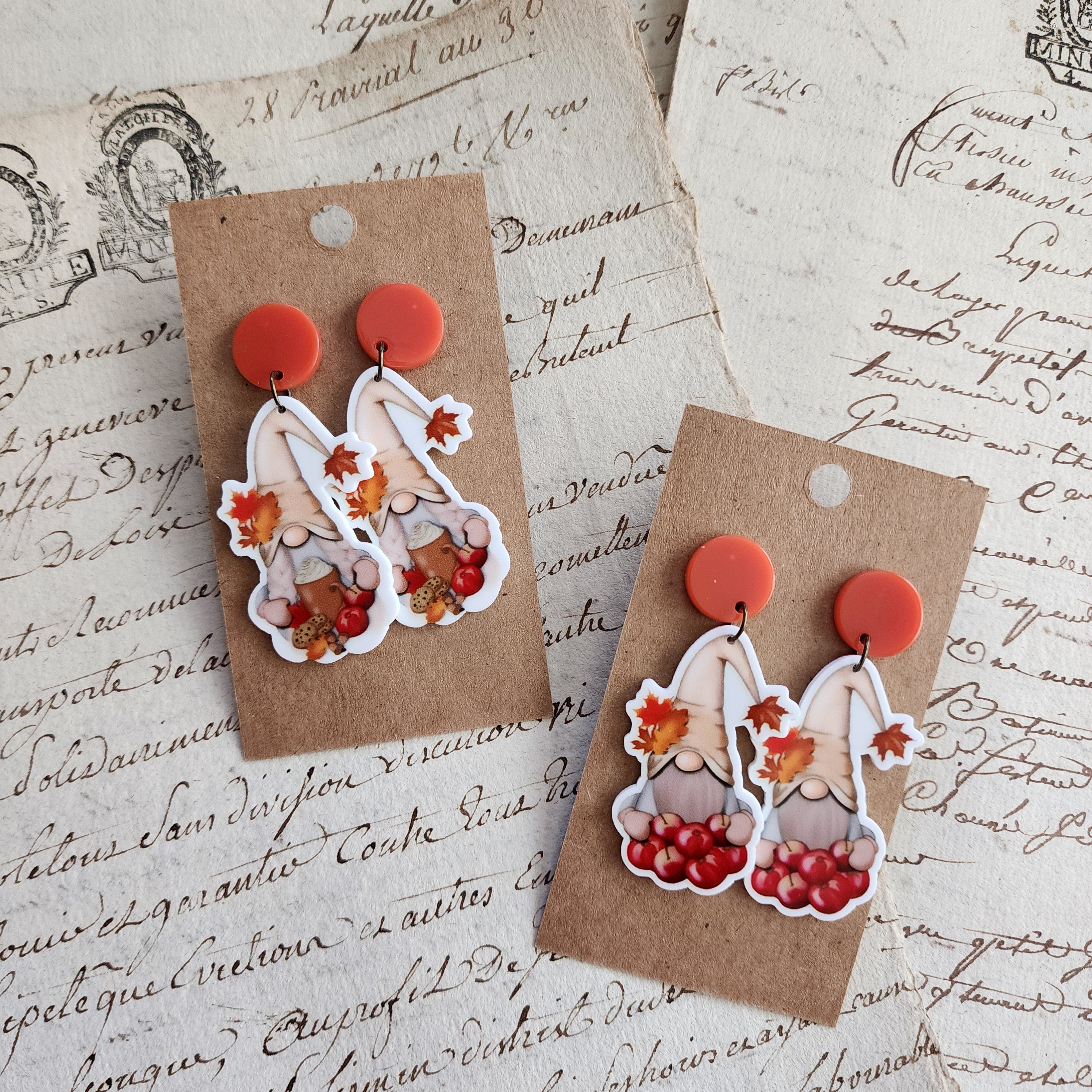 Apple Gnome Drop Earrings