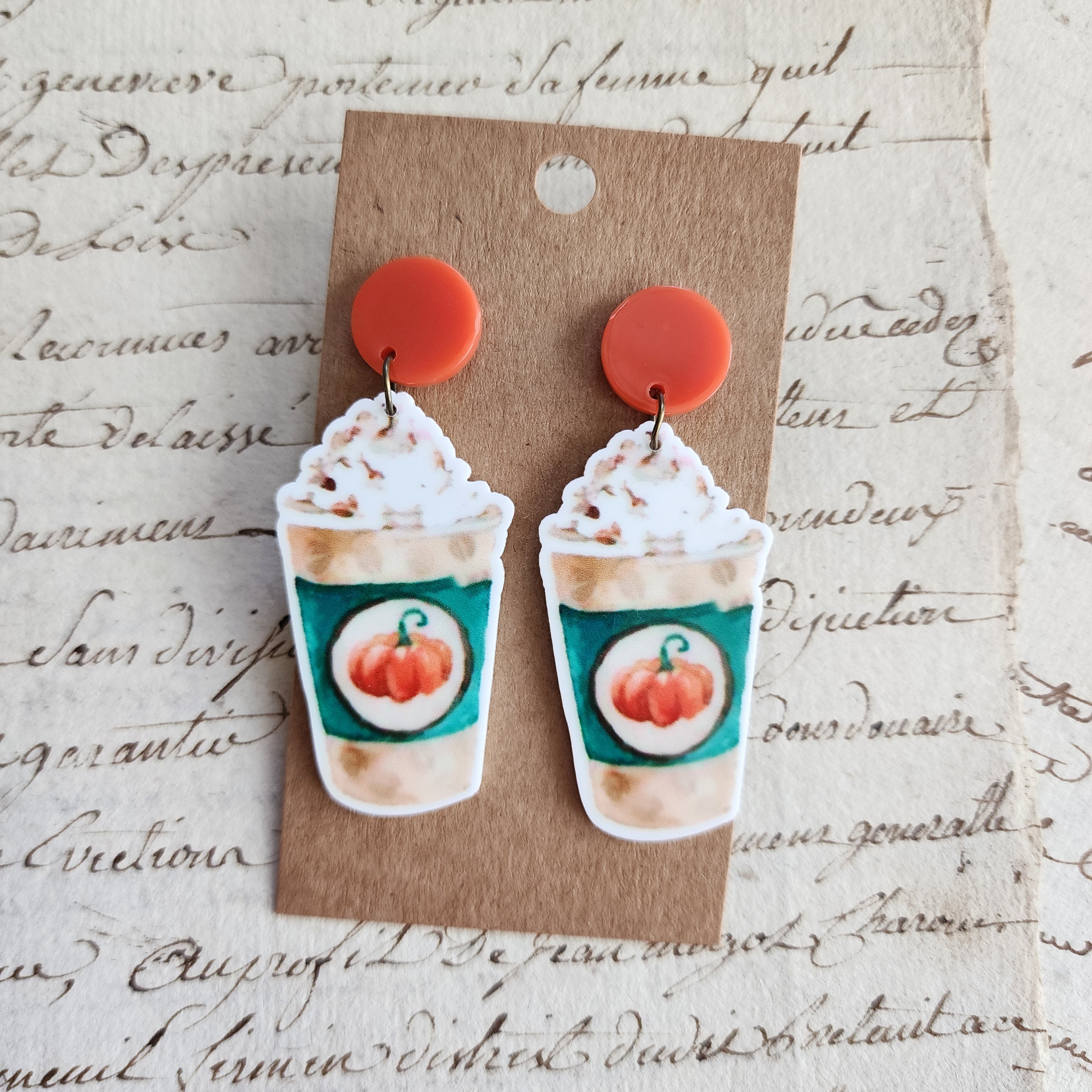 Pumpkin Spice Latte Drop Earrings