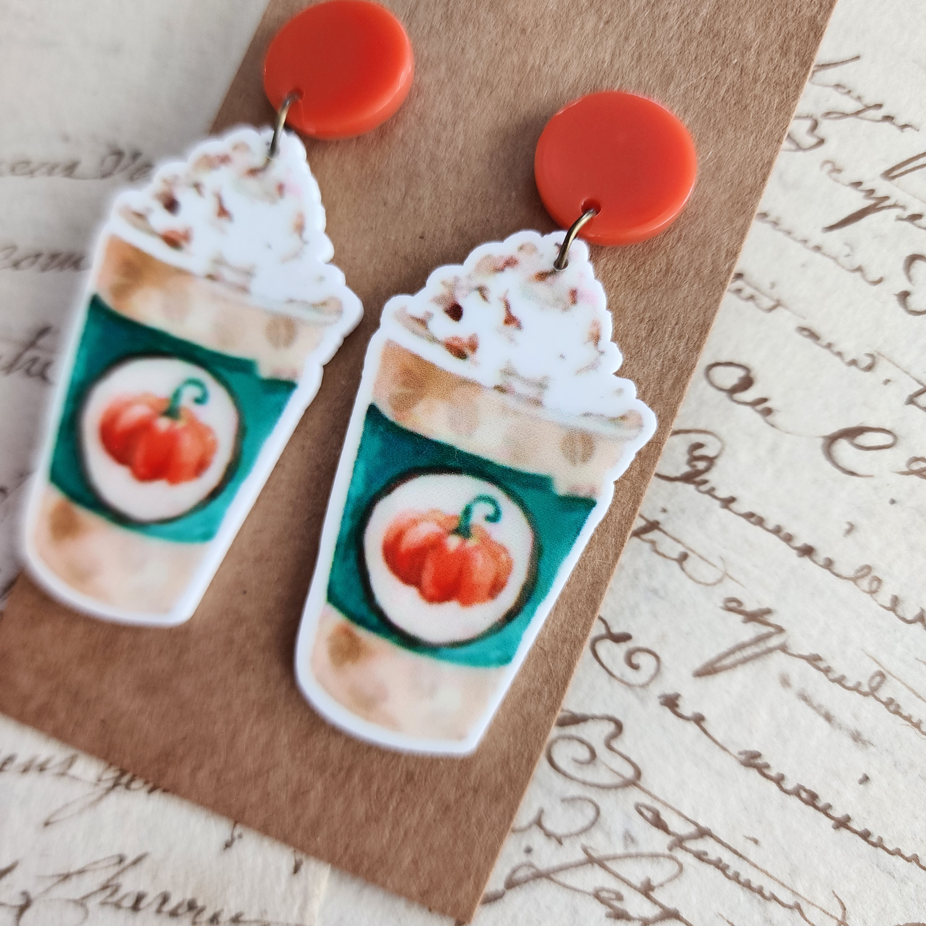 Pumpkin Spice Latte Drop Earrings