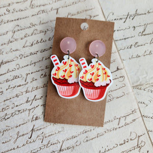 Candy Hearts Cupcake Earrings