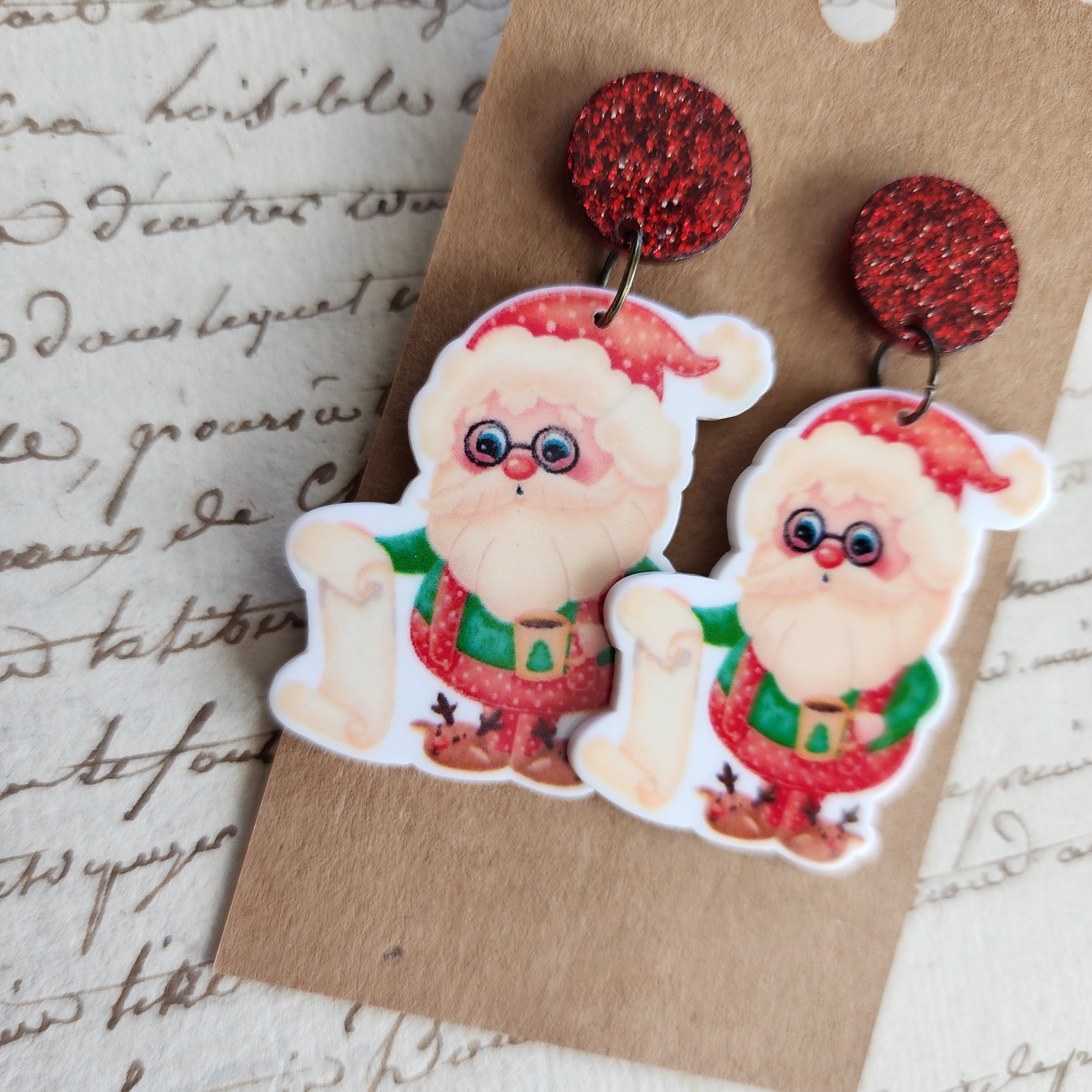 Checking List Santa Earrings