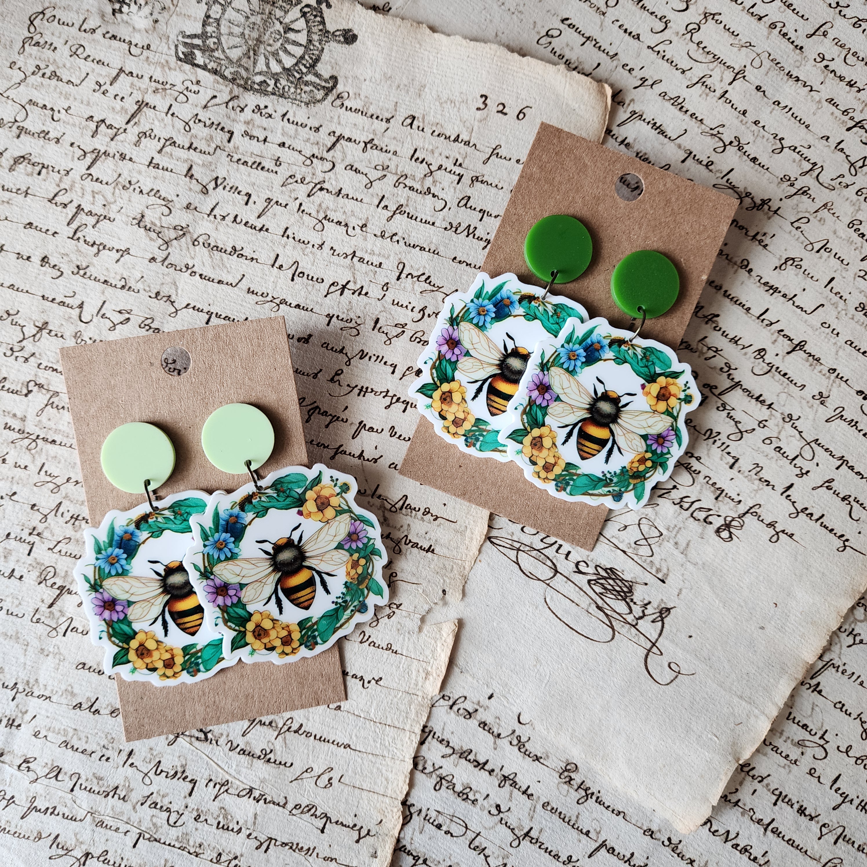 Sunflower Bumble Bee Drop Earrings