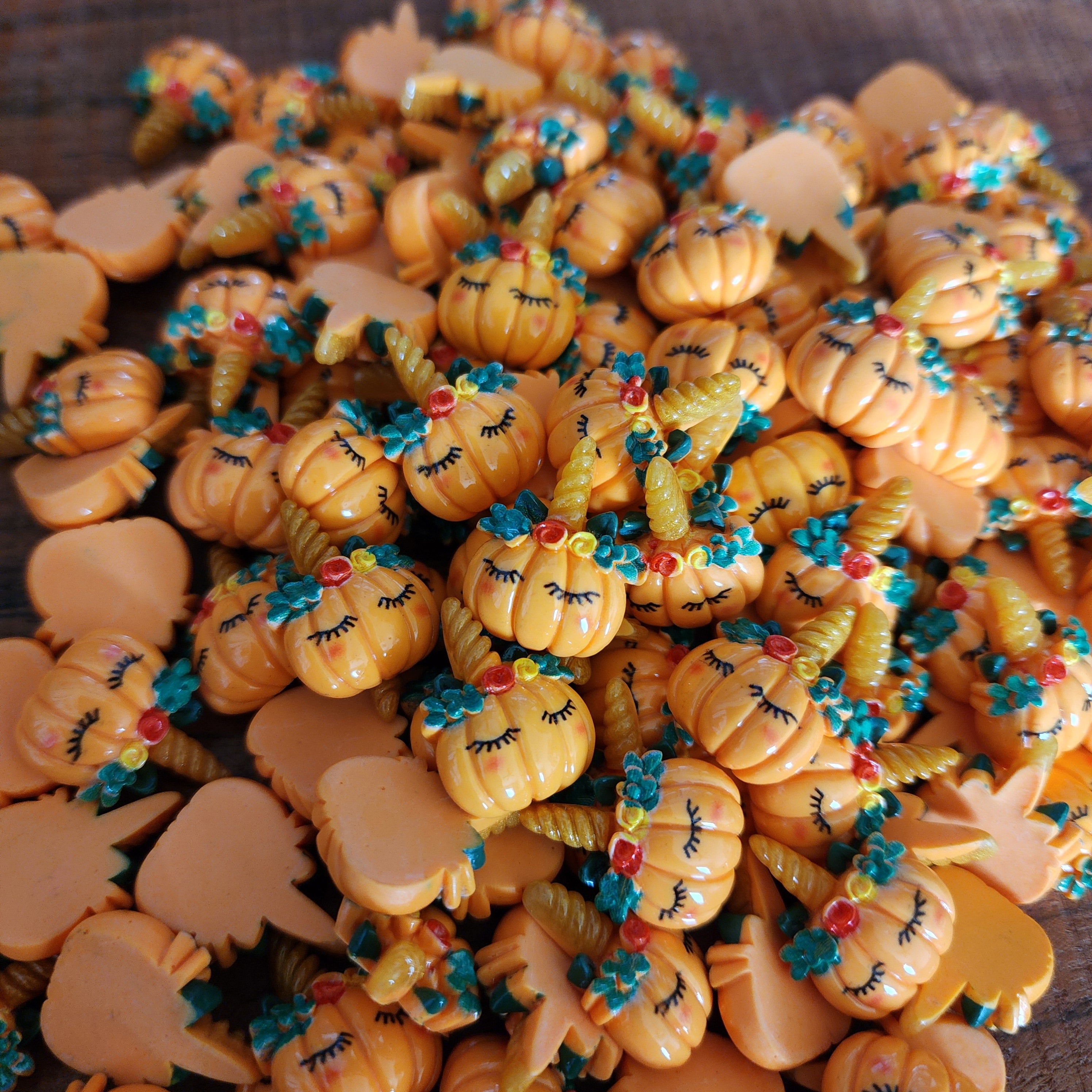 1oz Mini Pumpkin Unicorn Resin Cabochons