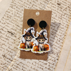 Vintage Cat Drop Earrings