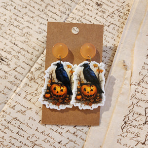 Vintage Crow Drop Earrings