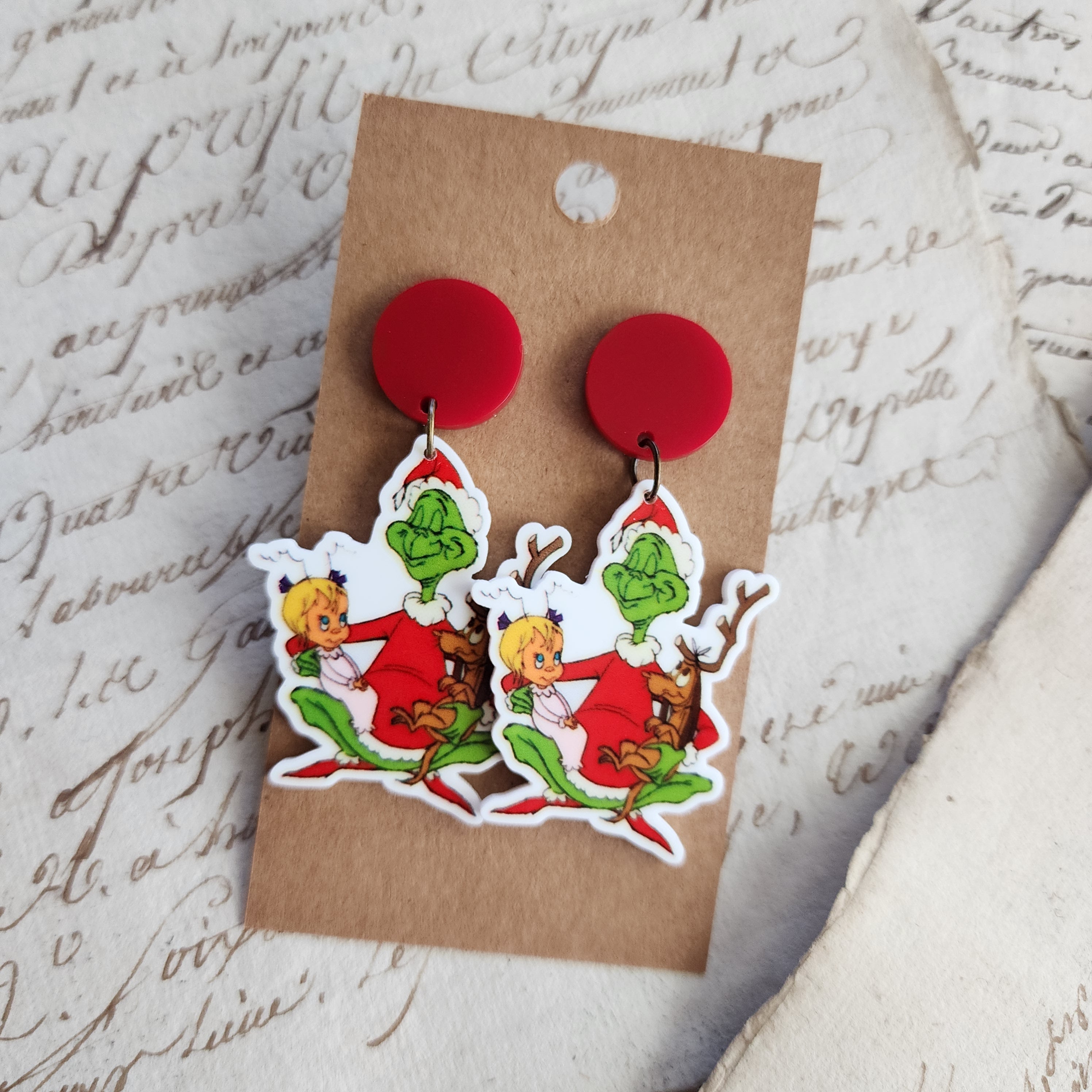 Christmas Green Monster Earrings