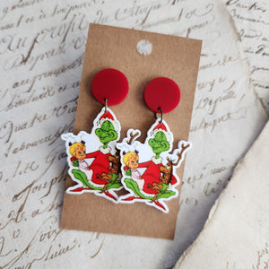 Christmas Green Monster Earrings