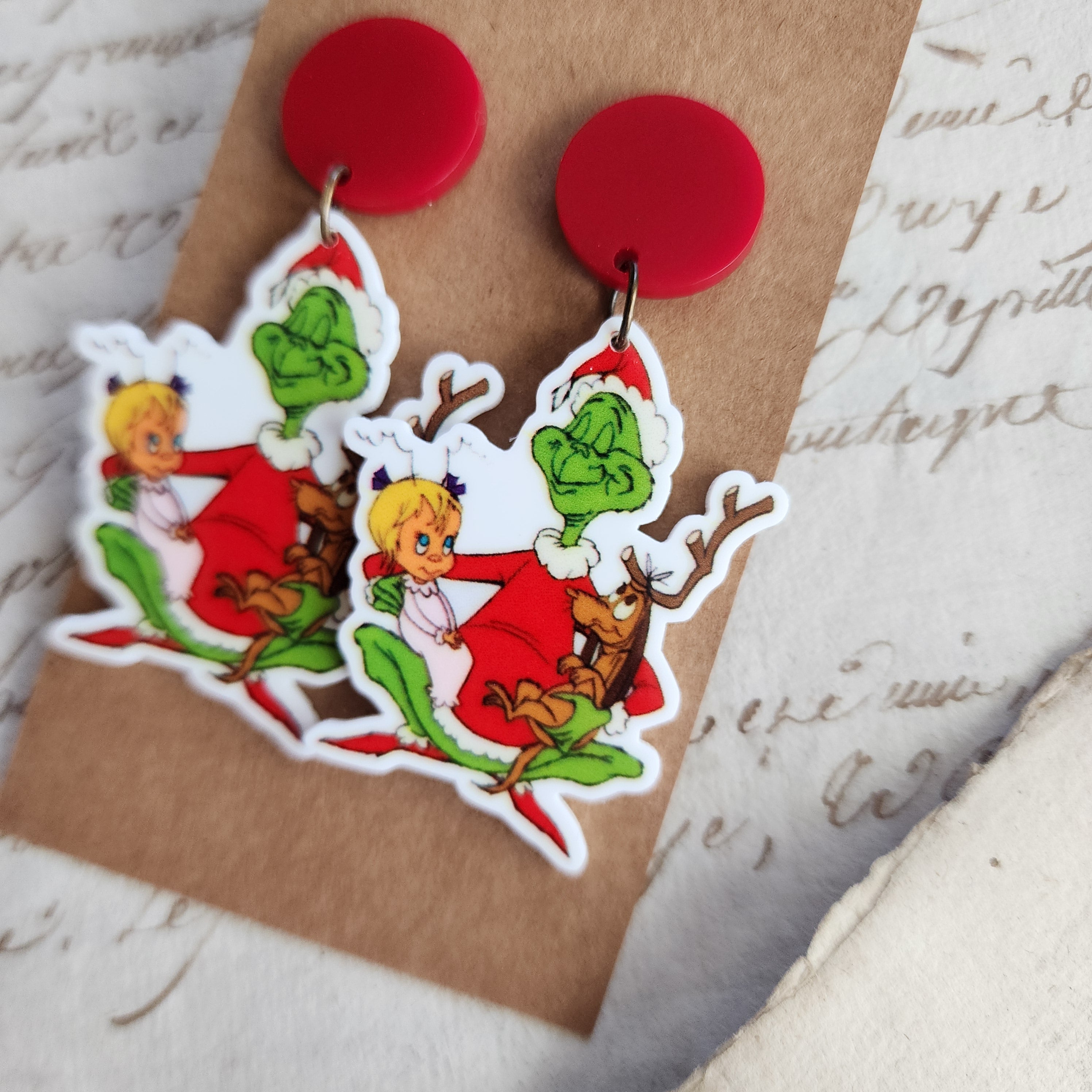 Christmas Green Monster Earrings