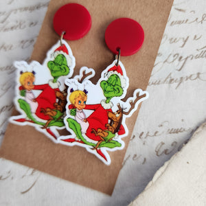 Christmas Green Monster Earrings