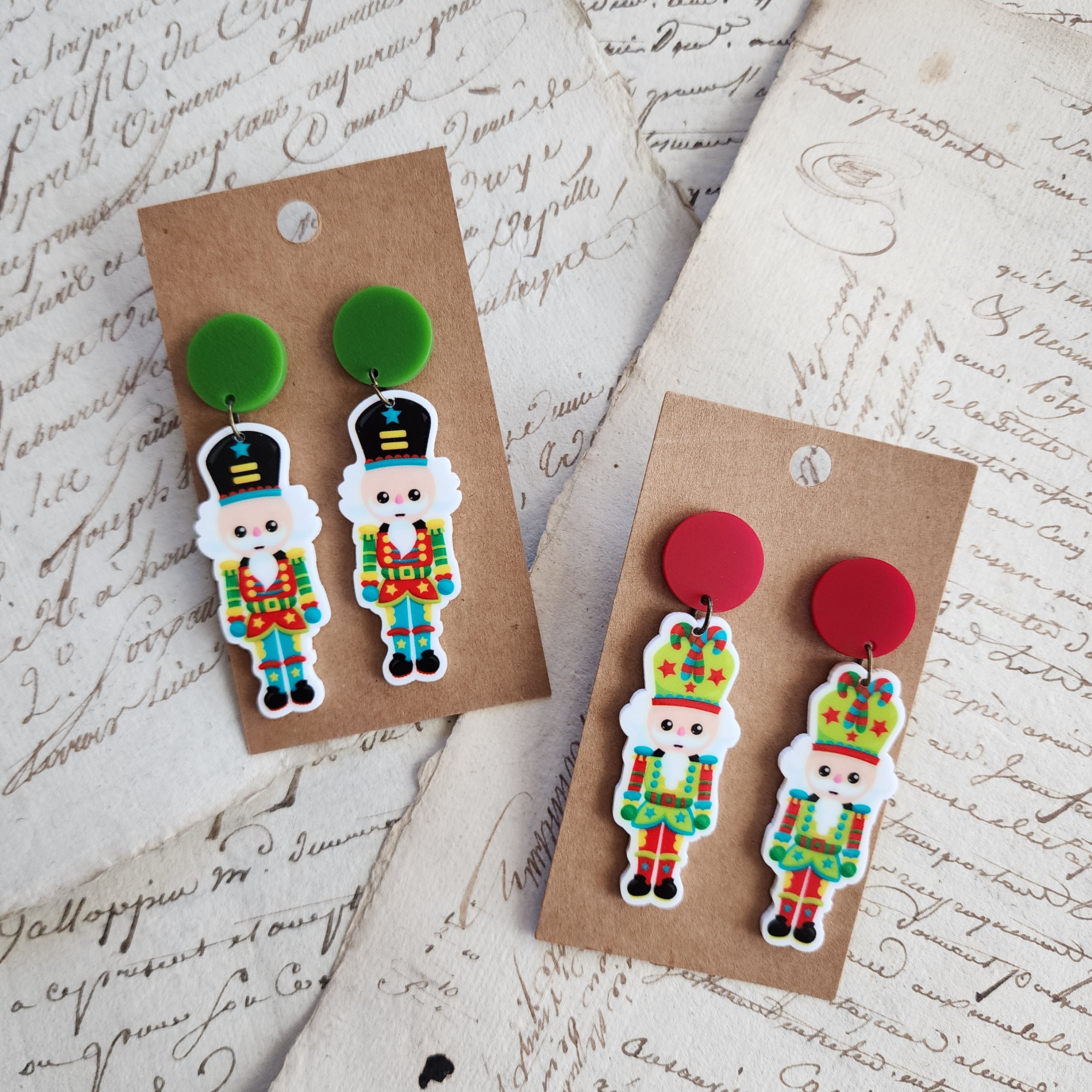 Green Hat Toy Soldier Earrings
