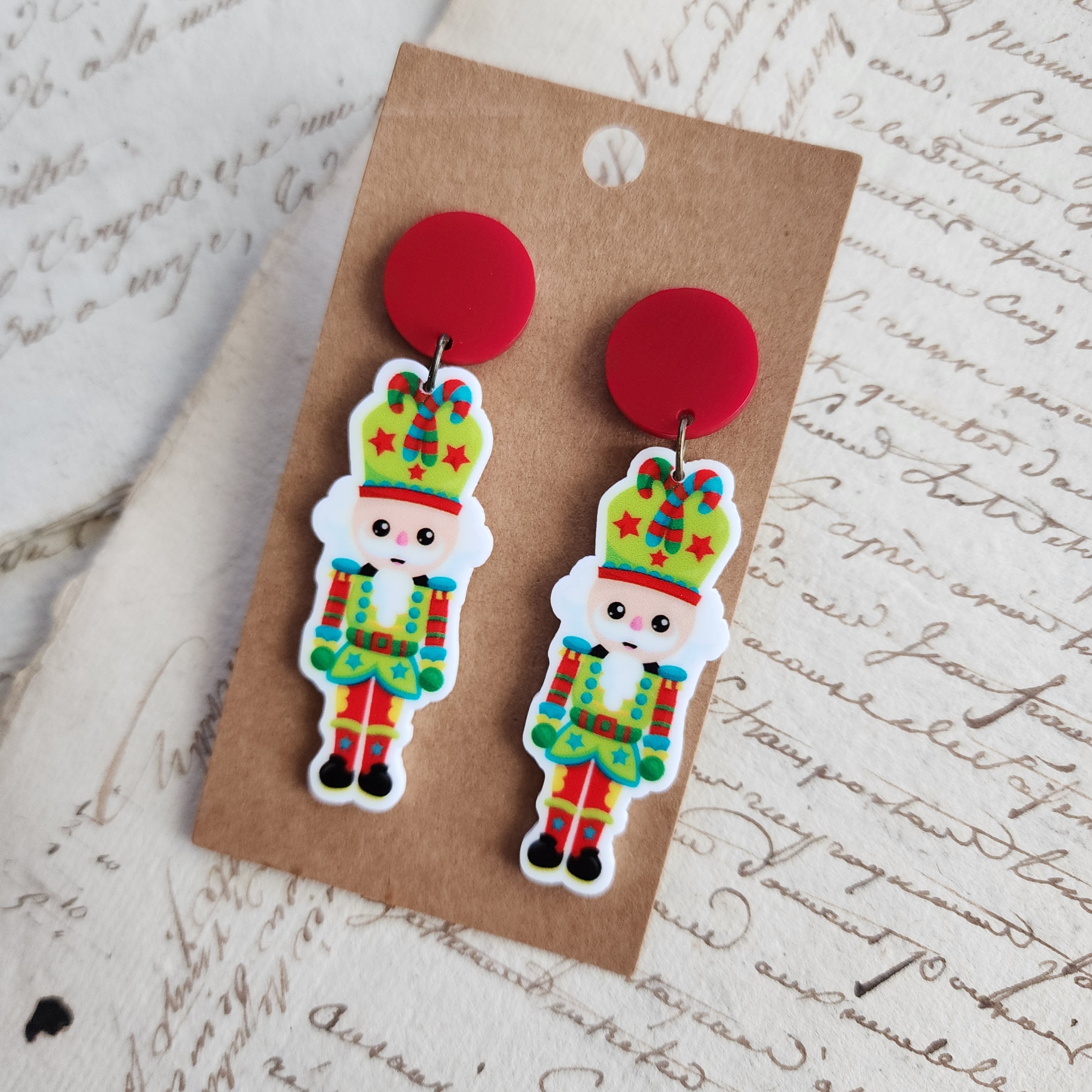 Green Hat Toy Soldier Earrings