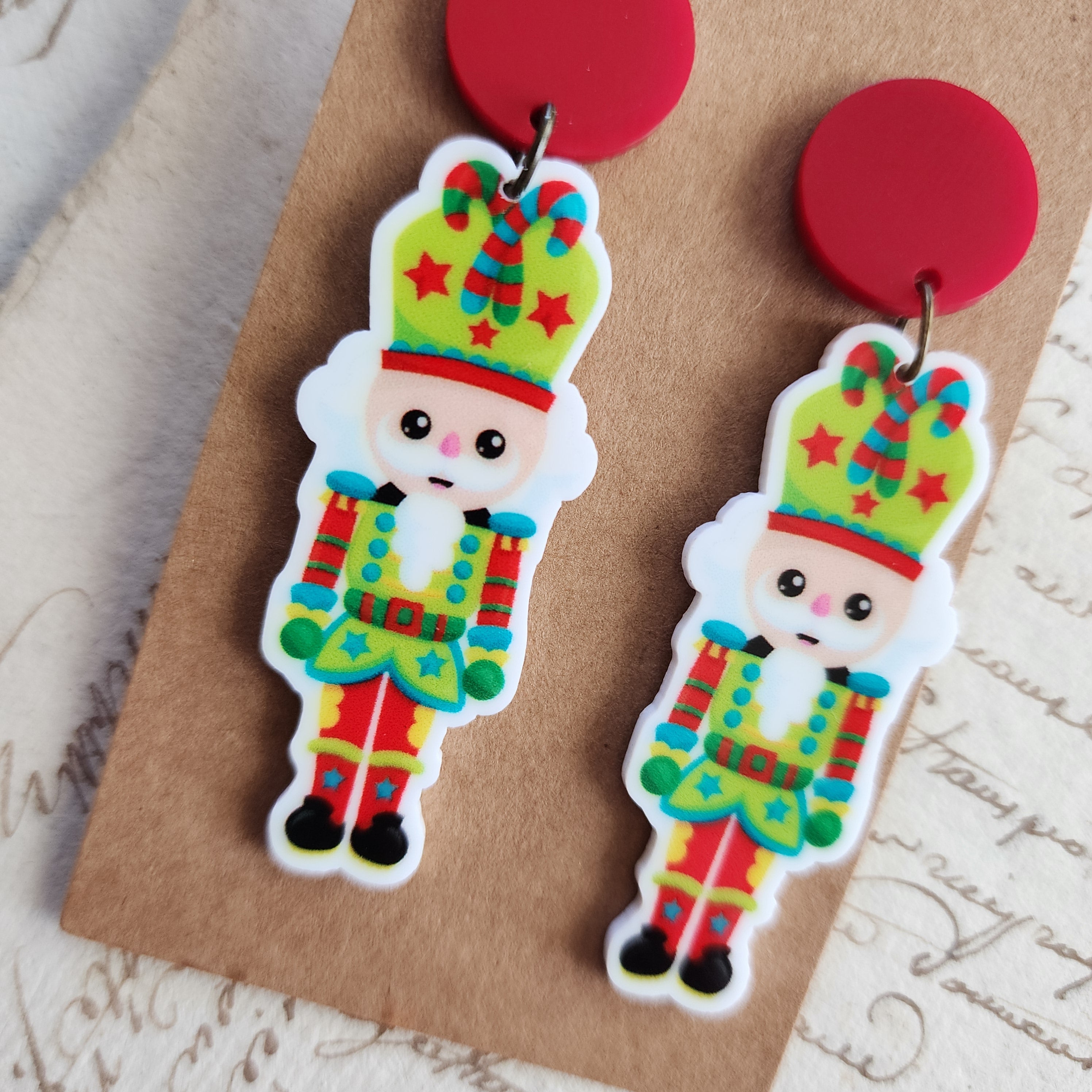 Green Hat Toy Soldier Earrings
