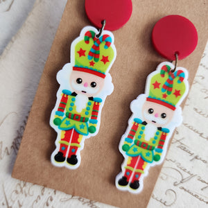 Green Hat Toy Soldier Earrings