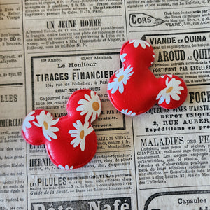 2pc Red Daisy Mouse Head Applique