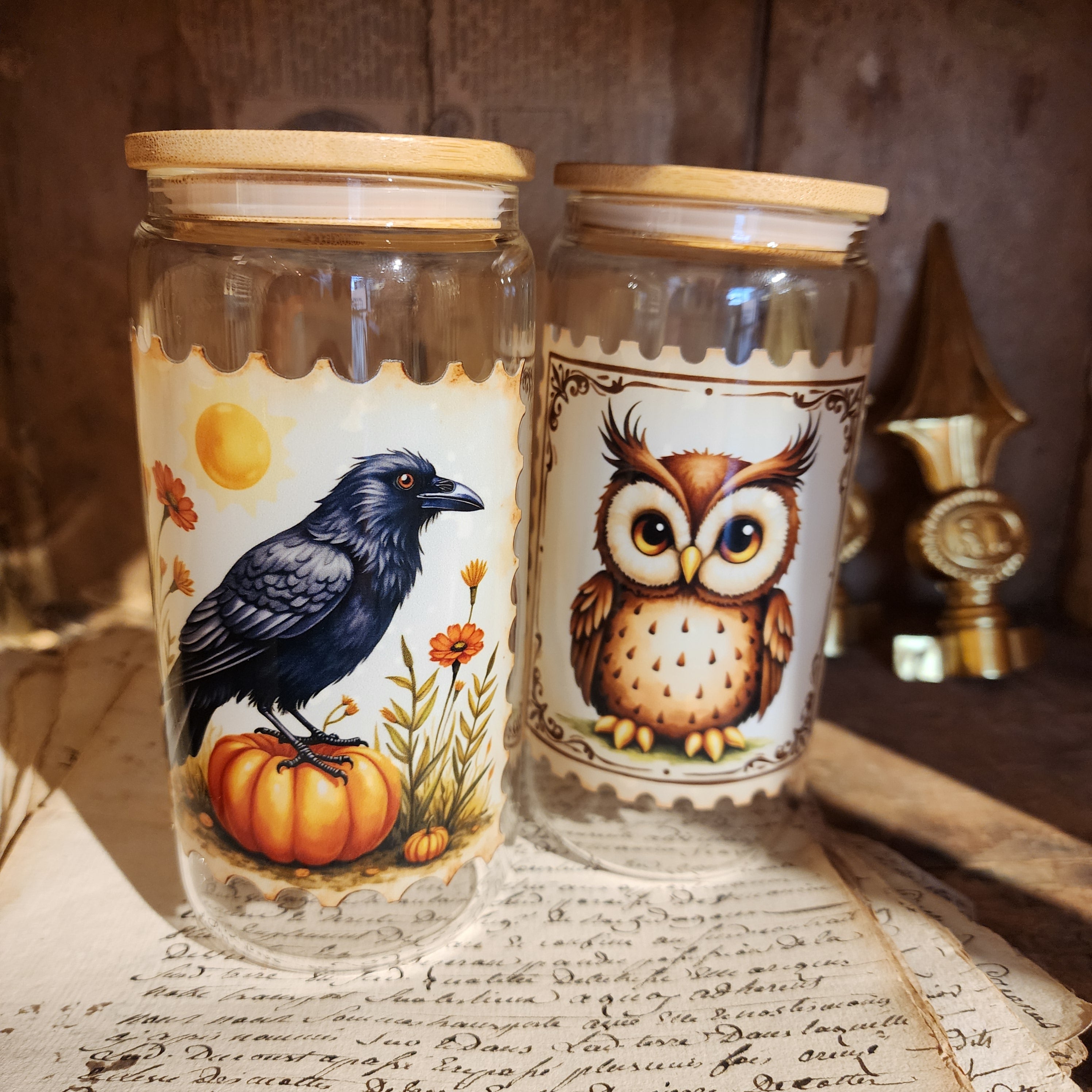 16oz Harvest Crow Glass Tumbler