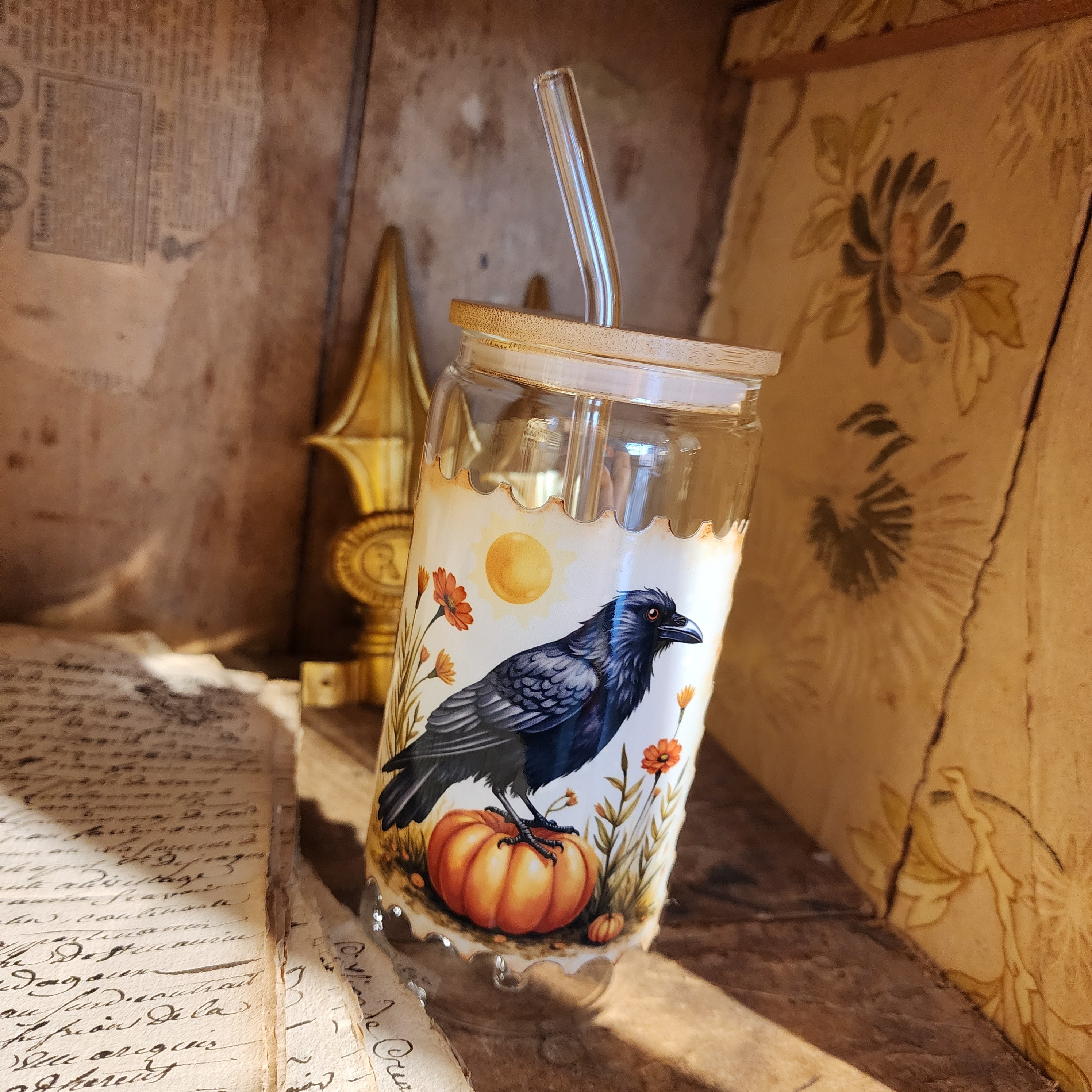 16oz Harvest Crow Glass Tumbler