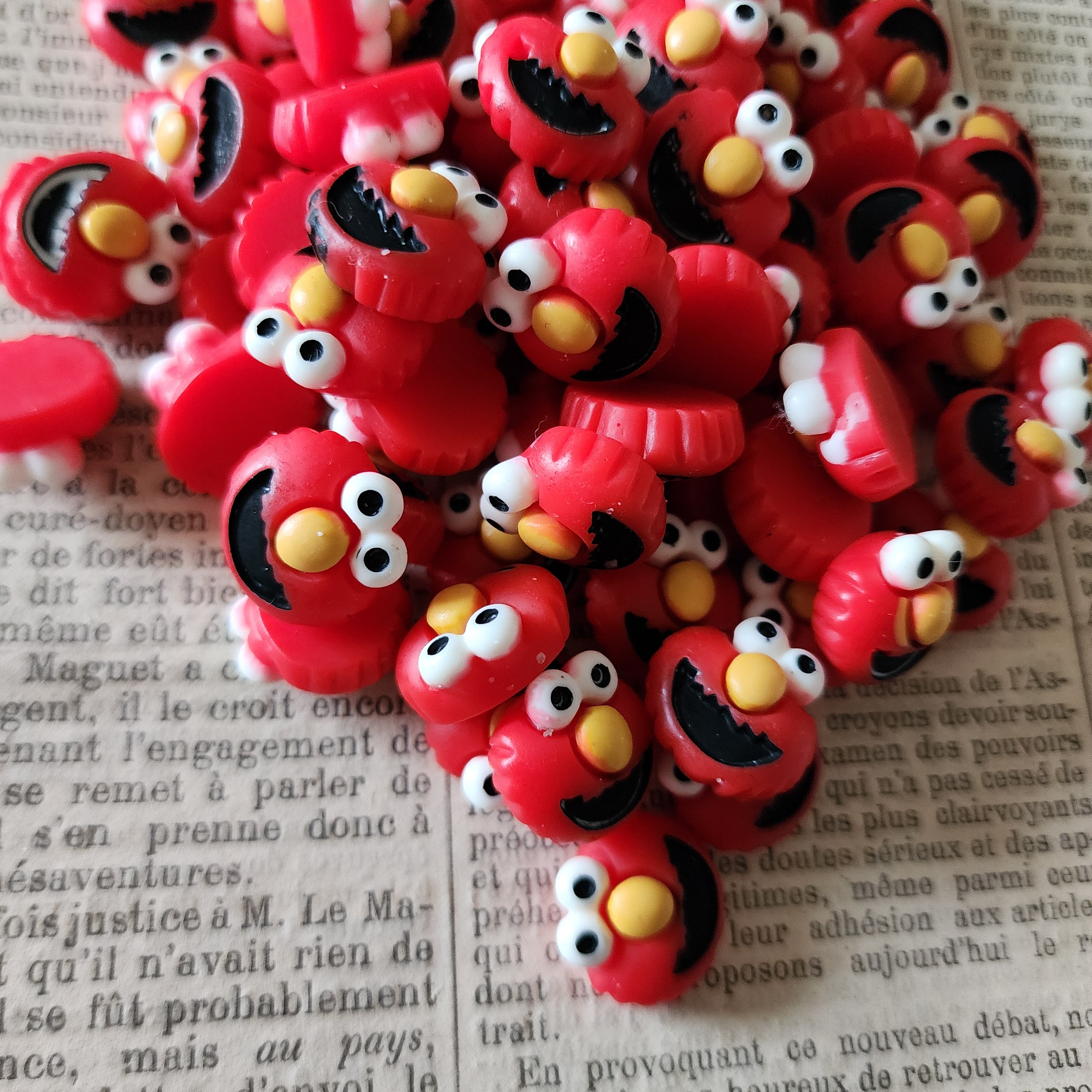 5pc Red Monster Resin Flatback Cabochons