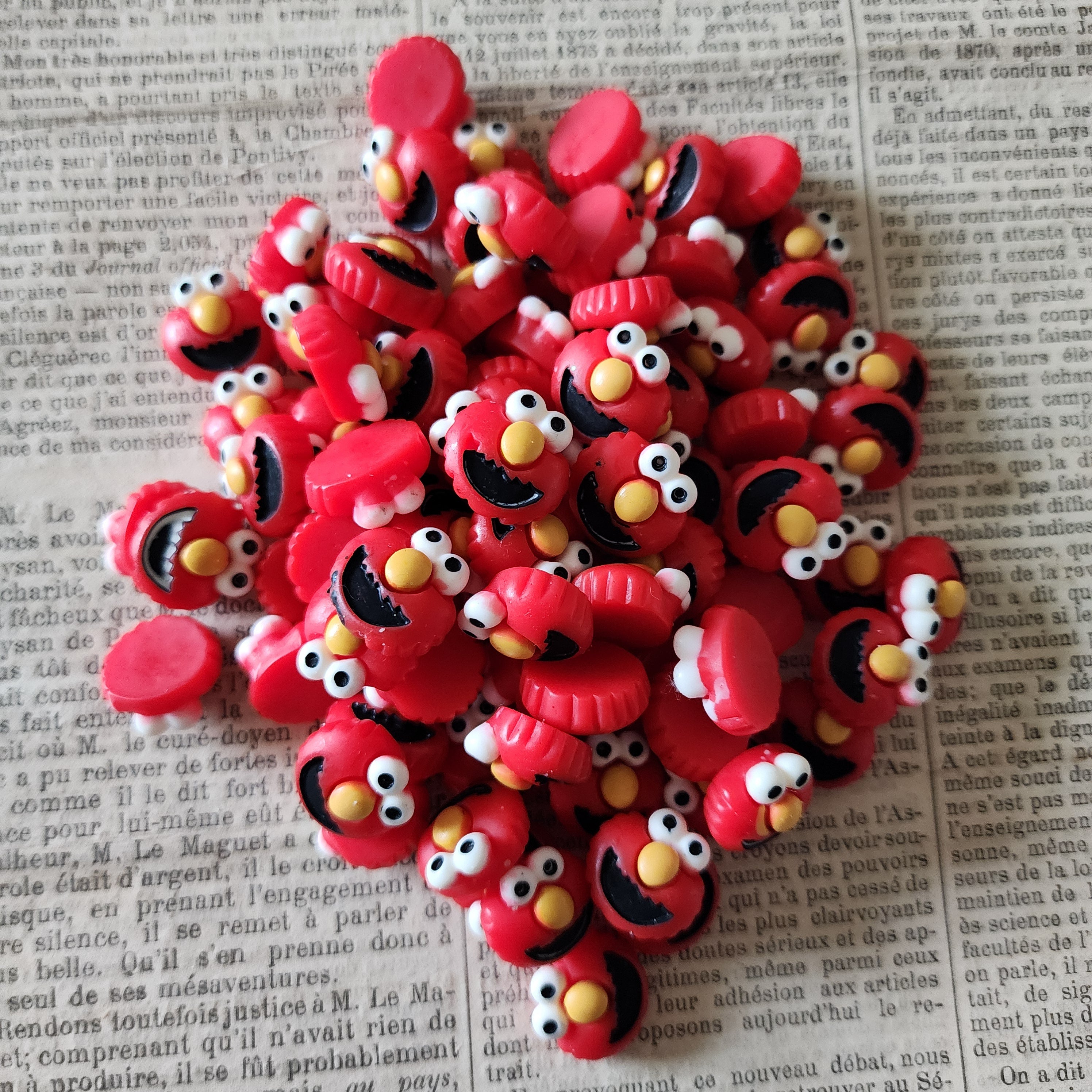 5pc Red Monster Resin Flatback Cabochons