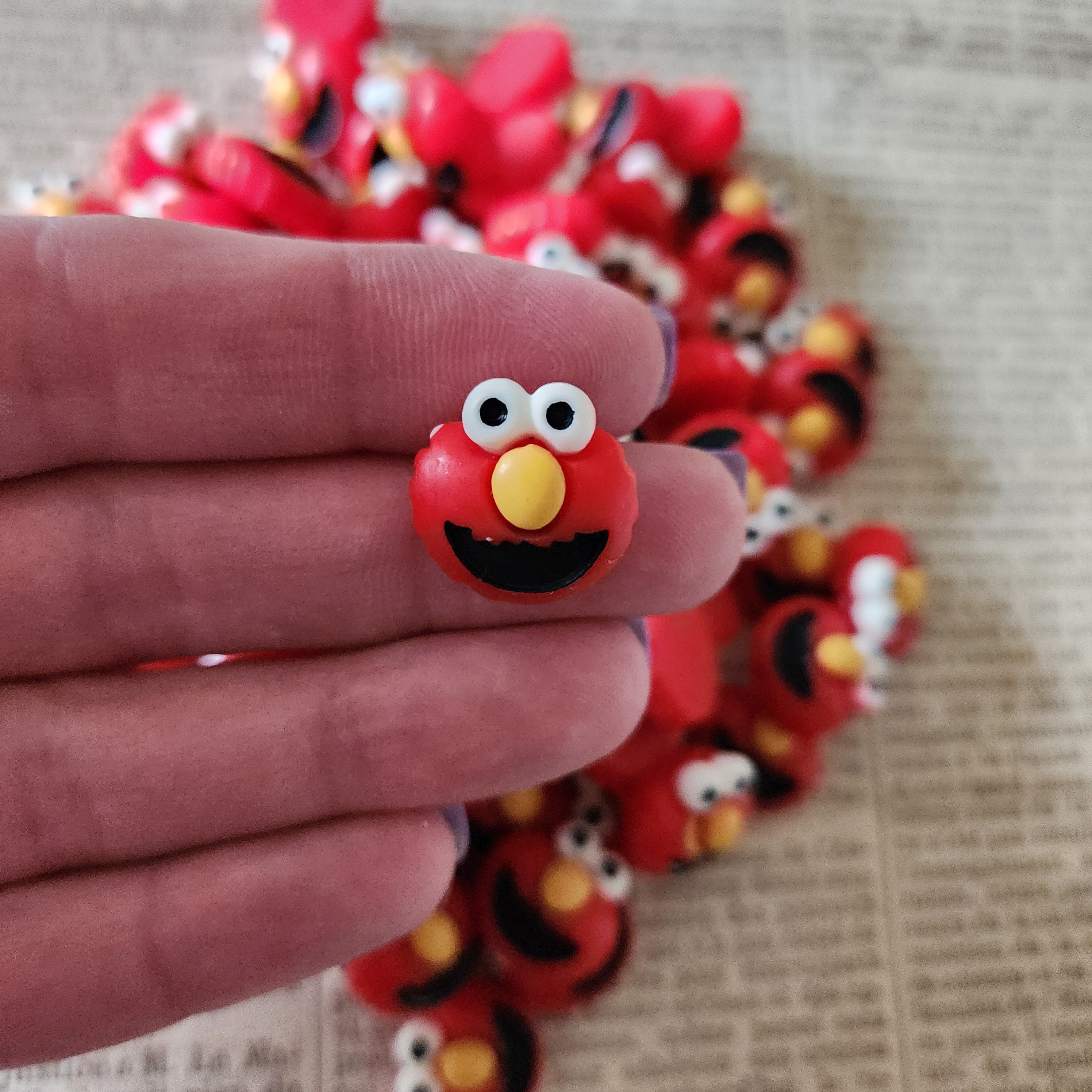 5pc Red Monster Resin Flatback Cabochons