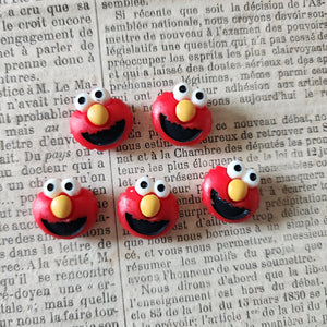 5pc Red Monster Resin Flatback Cabochons