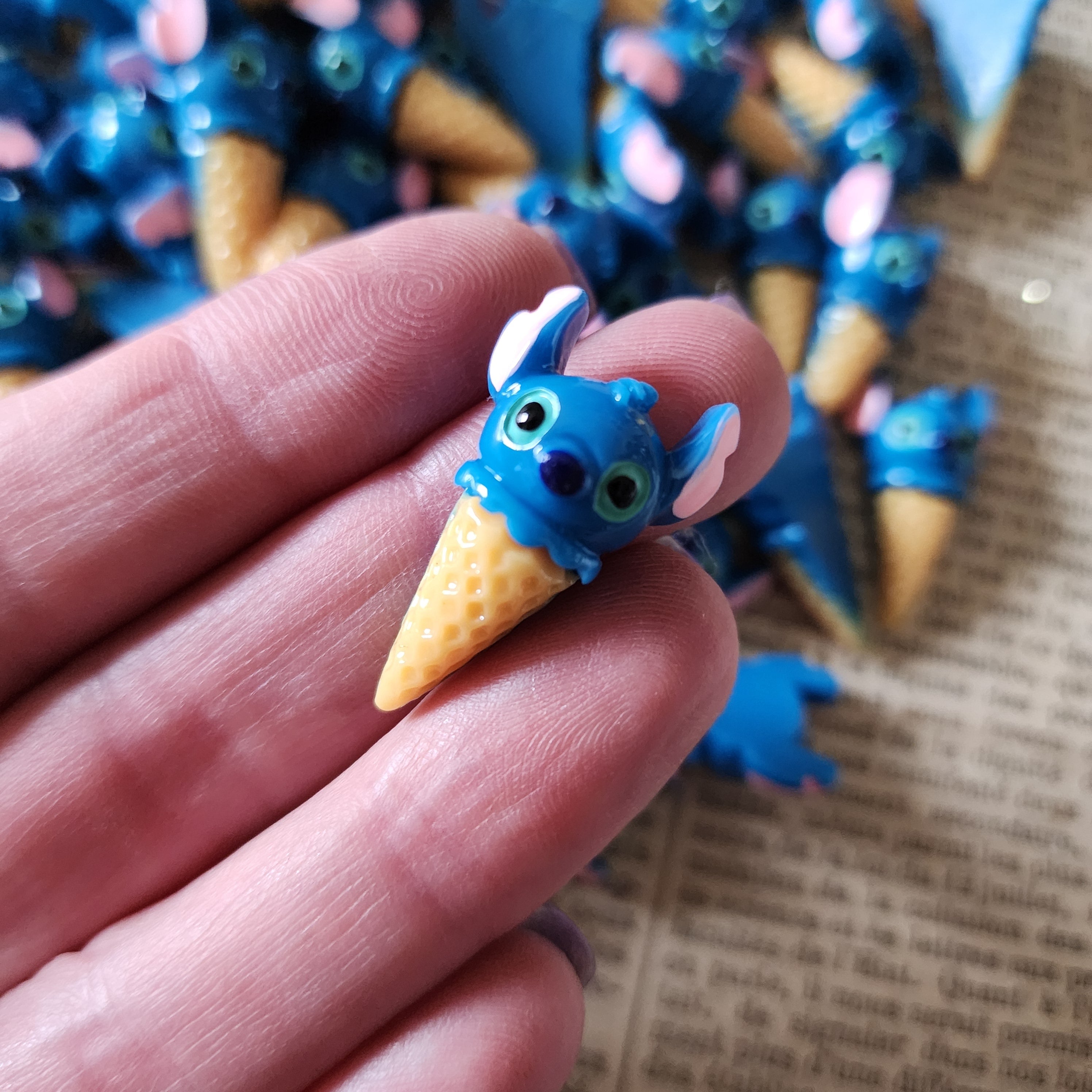 5pc Stitch Ice Cream Resin Flatback Cabochons