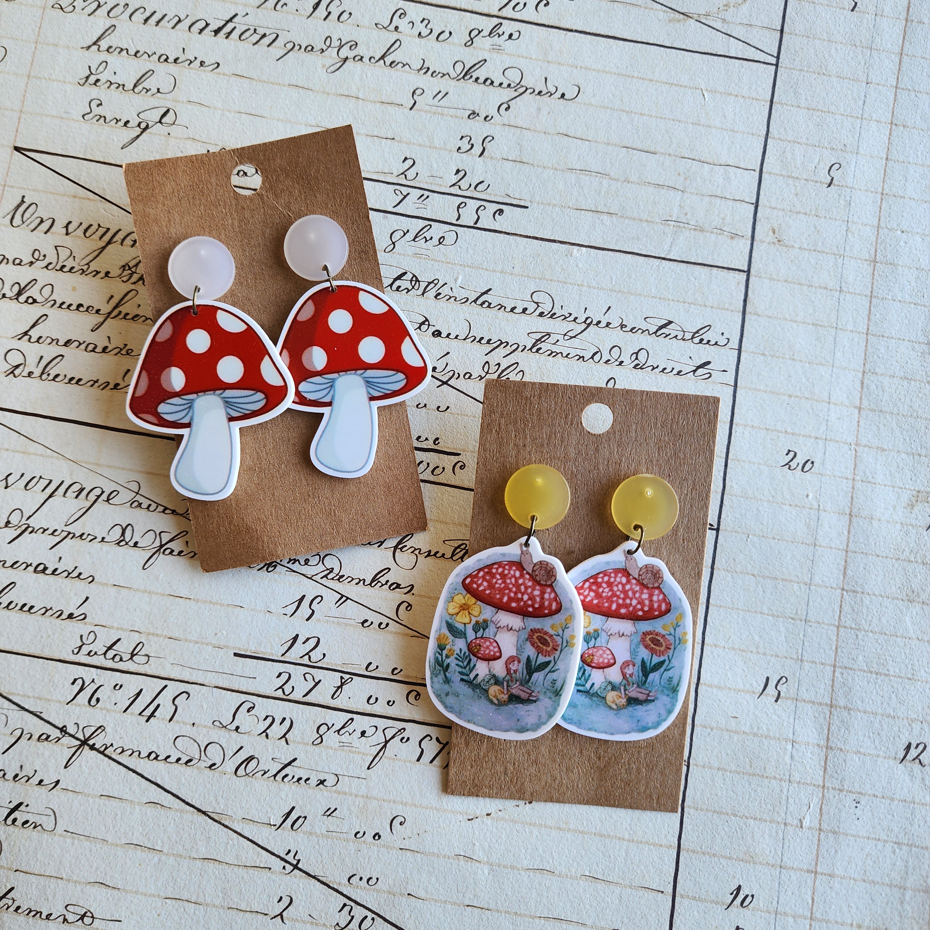 Whimsical Mushroom Drop Earrings